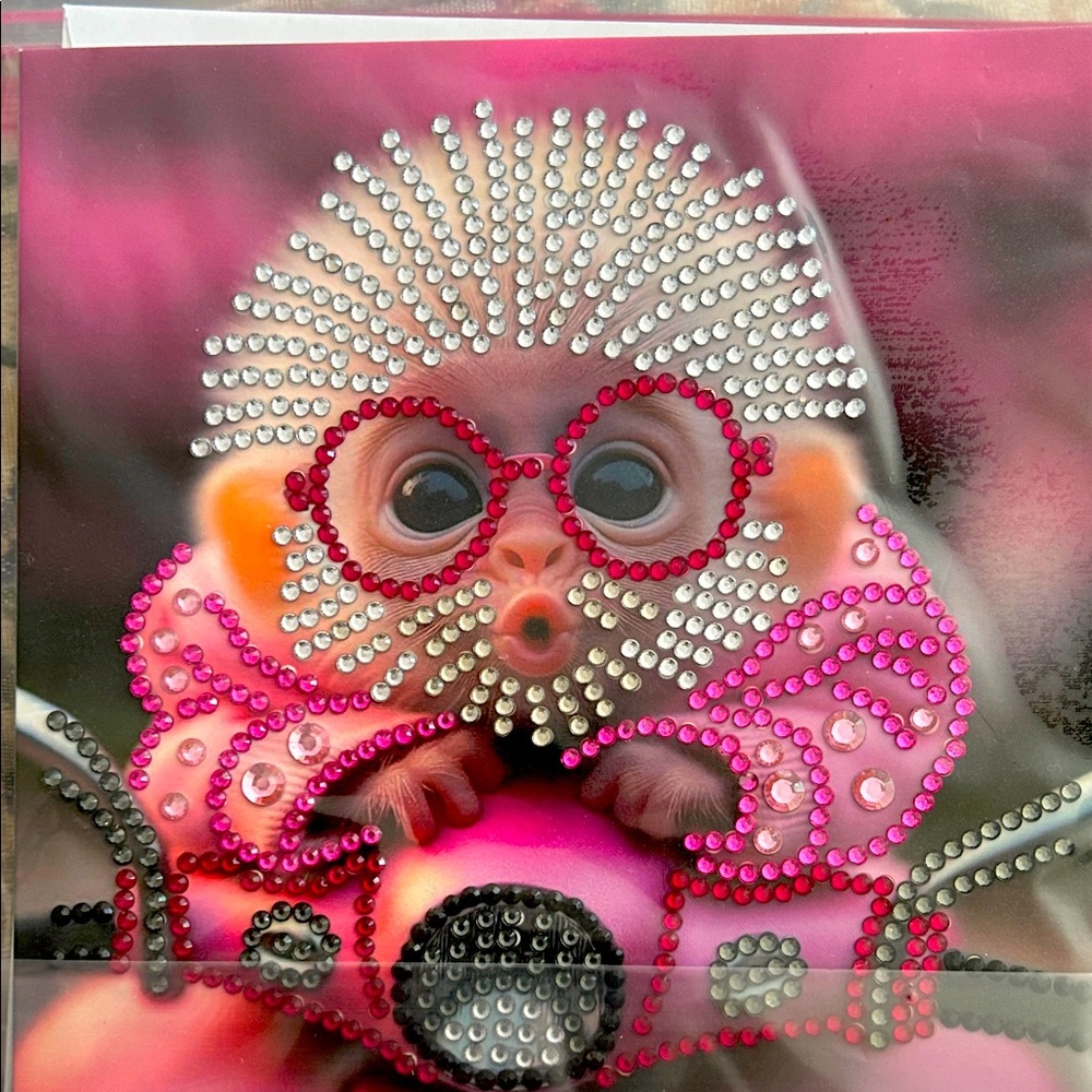 Cute Rhinestone Monkey Art Blanket greeting card